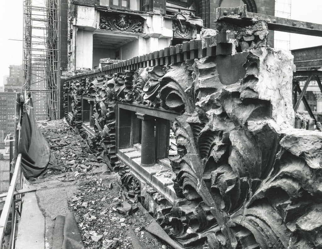 original 19th century salvaged chicago schiller building 13th floor cornice sine-curve terra cotta panel