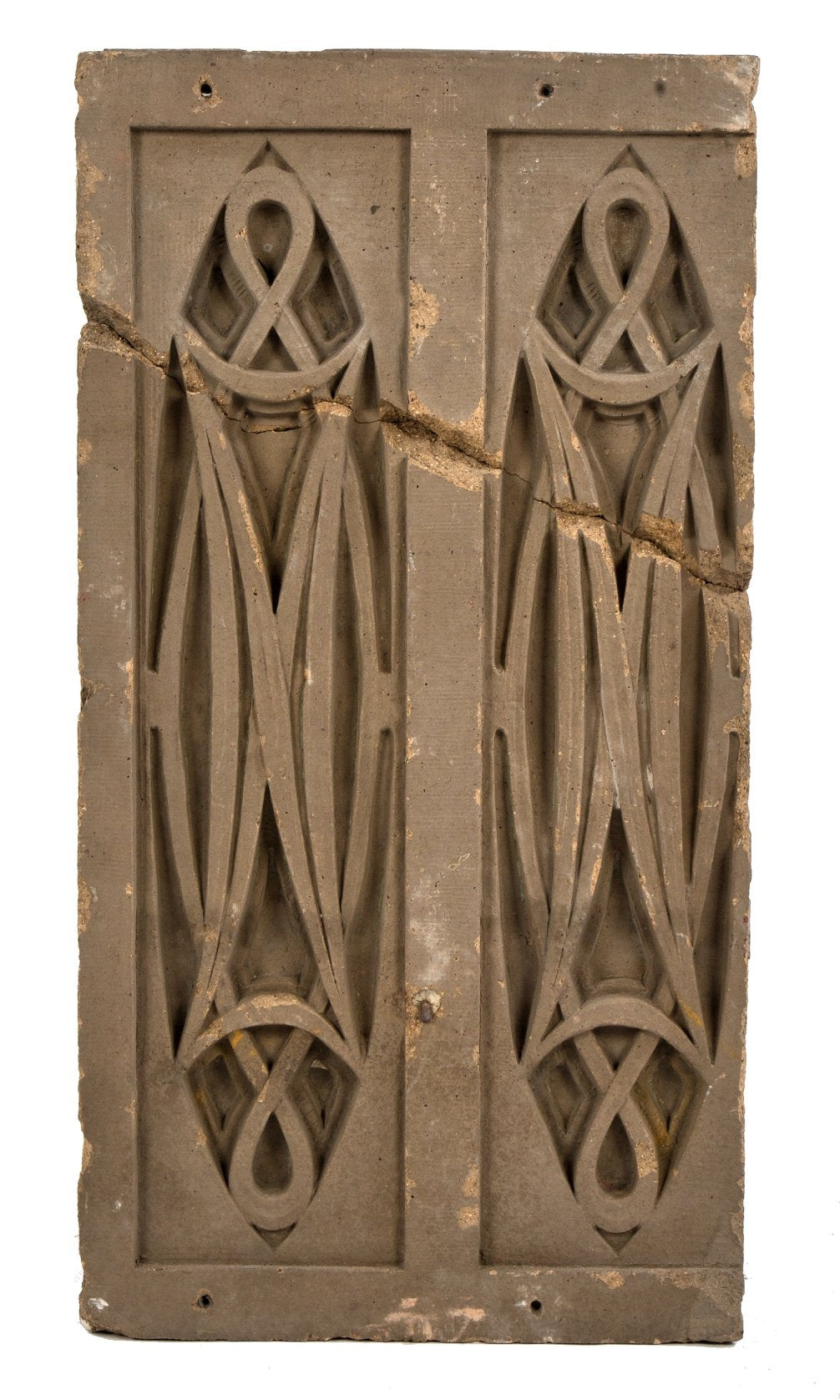 museum-quality 1891 schiller building or garrick theater exterior oversized buff-colored slip glaze first floor level terra cotta block with distinctive pattern