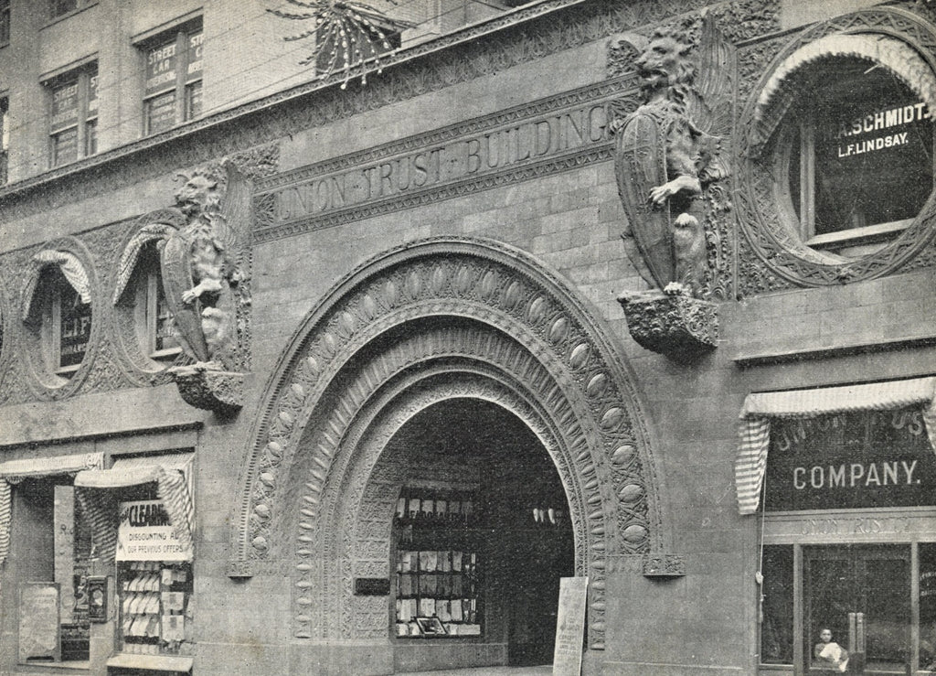 original louis h. sullivan-designed interior union trust building office door backplate fabricated by yale and towne