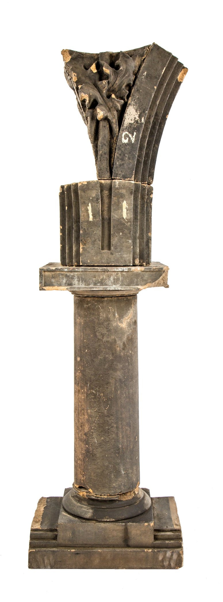 original louis h. sullivan-designed 1892 schiller building or garrick theater exterior terra cotta multi-part loggia column with buff-colored slip glaze