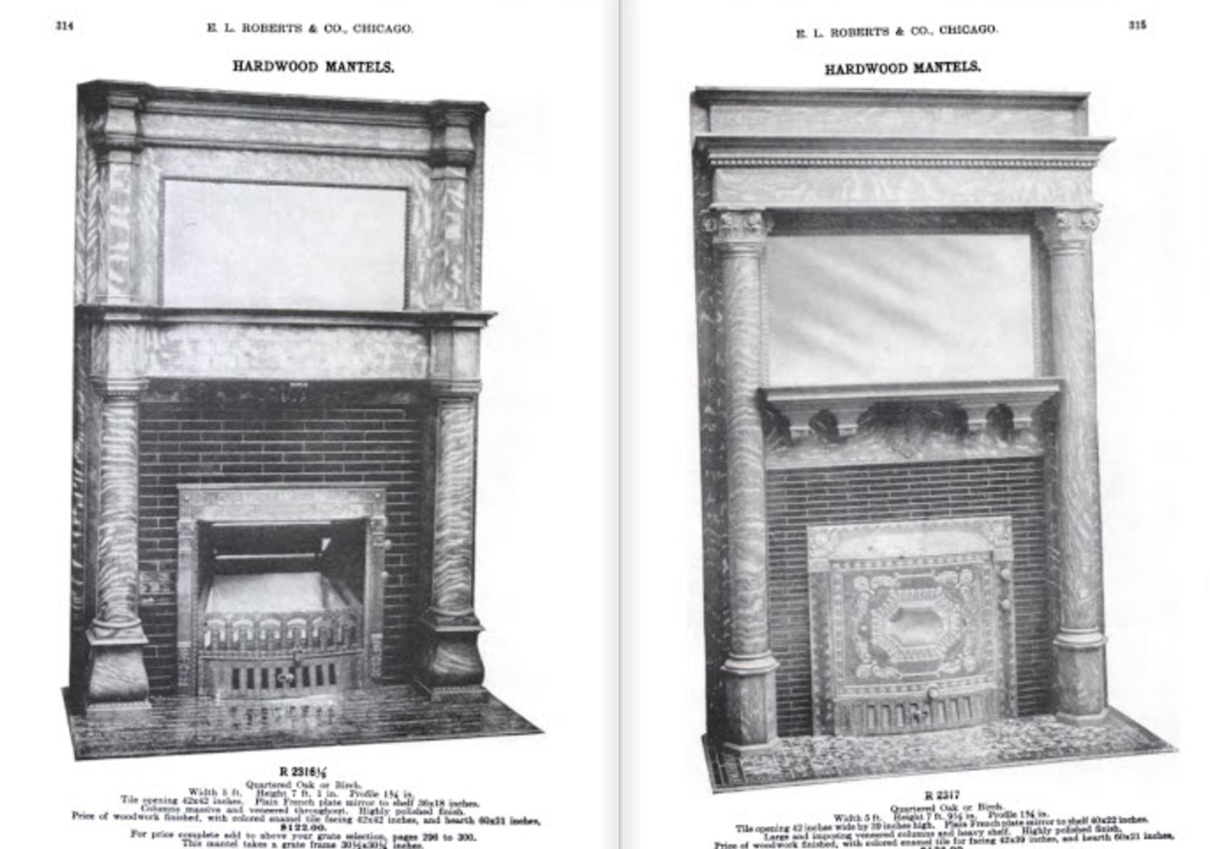 well-maintained 19th century solid birch wood interior residential salvaged chicago fireplace mantel with mostly uniform finish and intact beveled edge back mirror