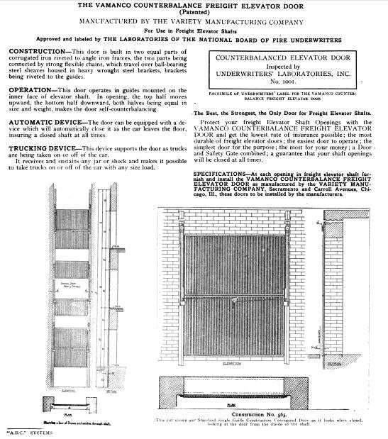 early 20th century antique american single-sided riveted joint variety counter balanced freight elevator door brass plaque salvaged from a fulton market meat processing building
