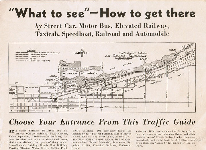 unique america depression era "review of a century of progress" fold out map and guide of the 1933 chicago world's fair