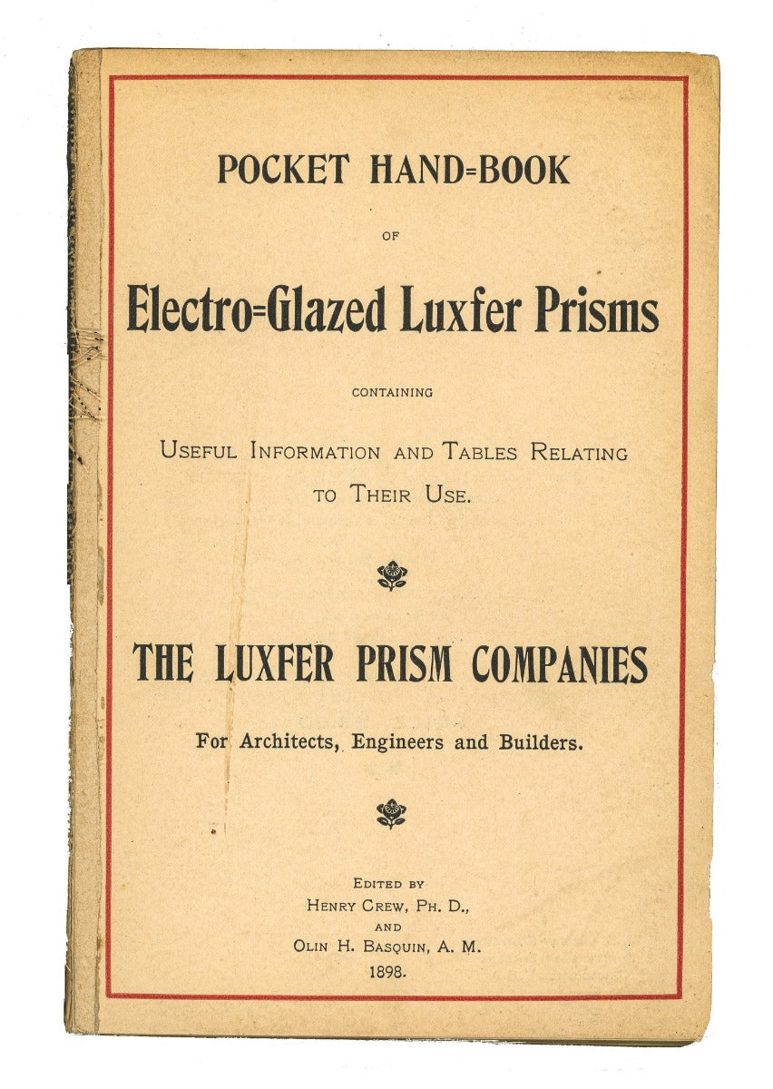 seldom found original 1898 pocket hand-book of electro-glazed luxfer prisms for luxfer prism company