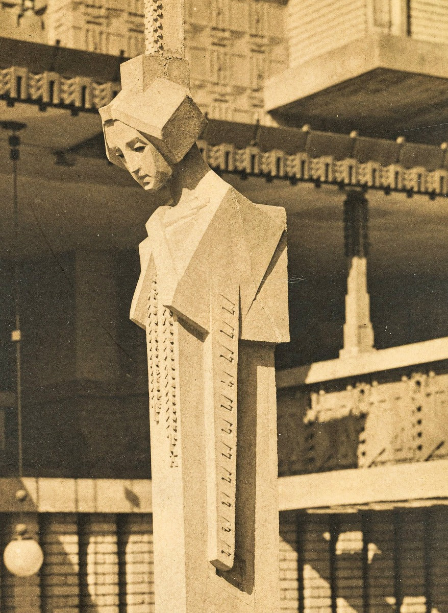frank lloyd wright and alfonso iannelli-designed concrete midway gardens sprite or "spindle" head cast from an original
