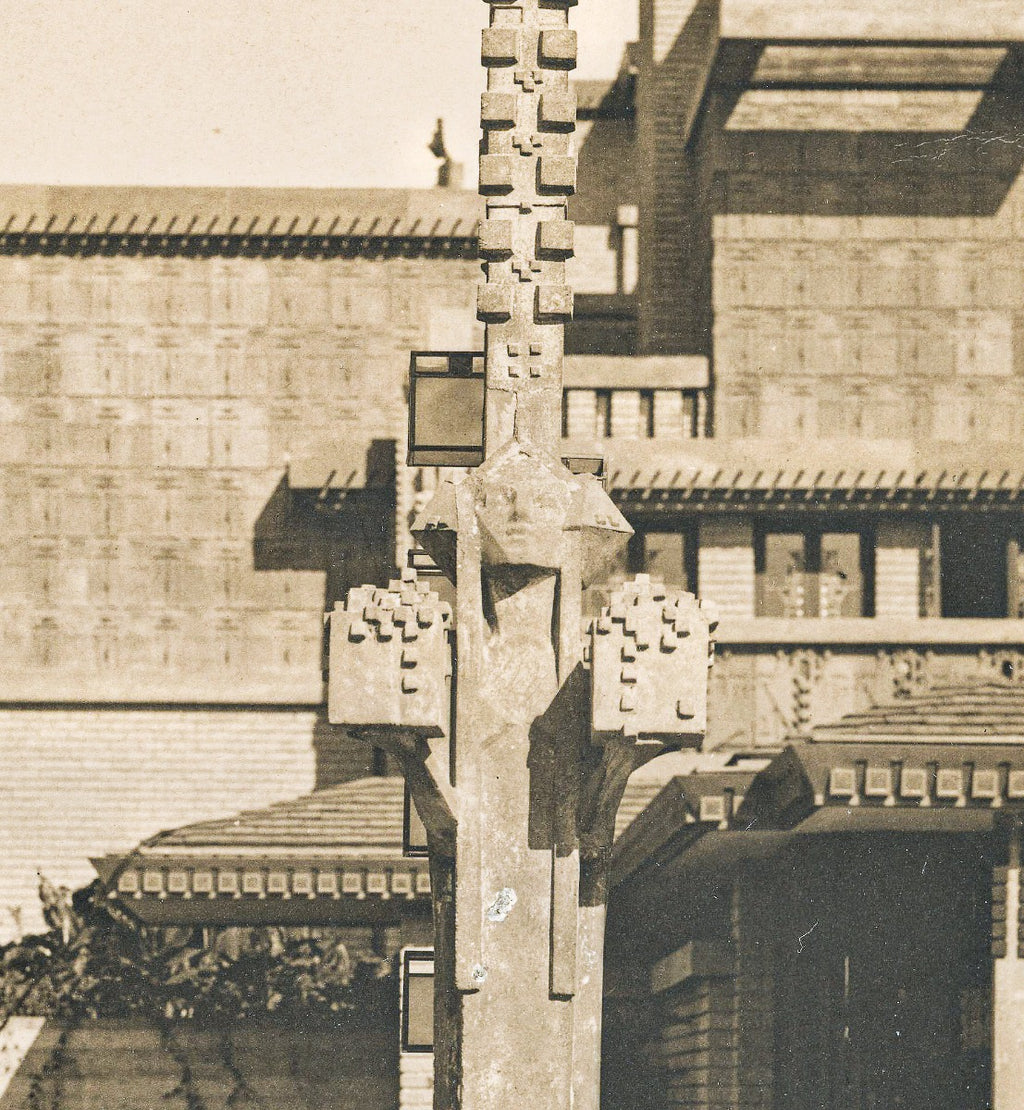 limited edition frank lloyd wright and alfonso iannelli-designed patinated composite midway gardens sprite or "spindle" head cast from original