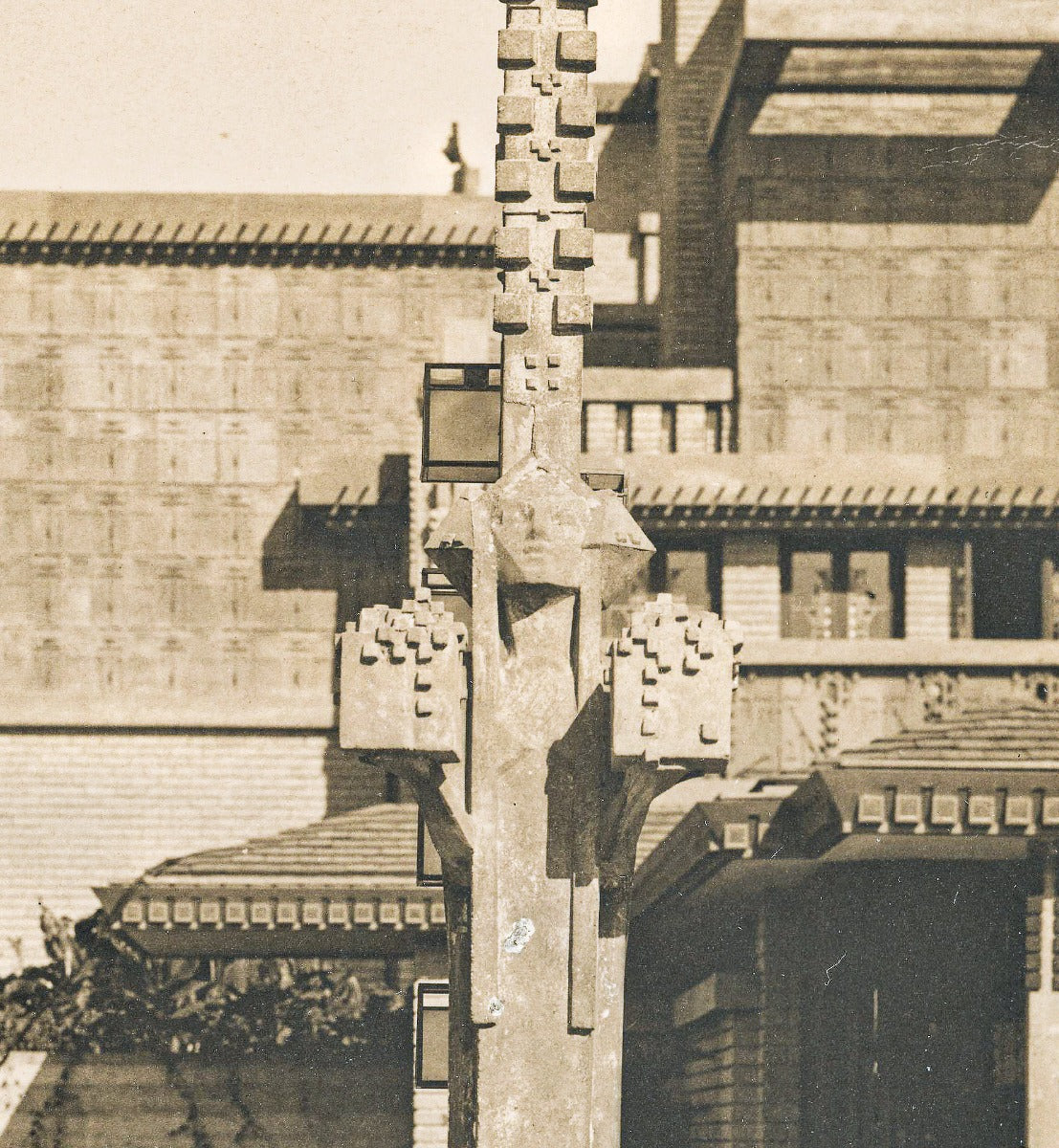 limited edition frank lloyd wright and alfonso iannelli-designed patinated composite midway gardens sprite or "spindle" head cast from original