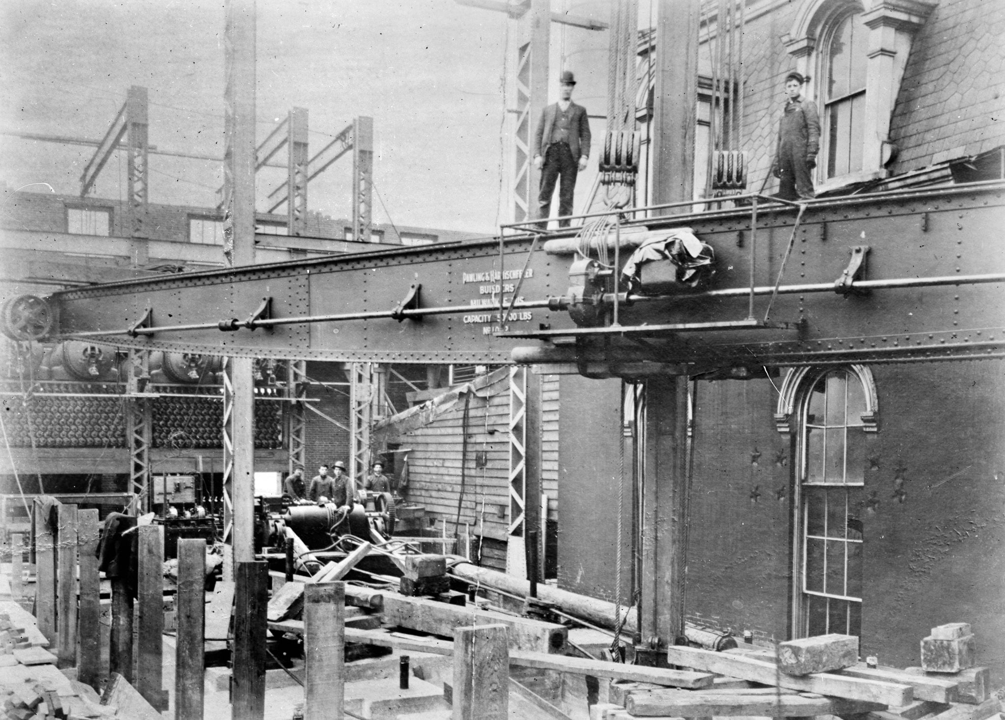 original rare oversized single-sided c. 1930's antique american industrial a. finkl & sons foundry p & h overhead crane "magnetorque" porcelain enameled sign