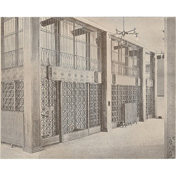 one of four faithfully replicated cast brass louis sullivan-designed chicago stock exchange building elevator grilles with exceptional detail