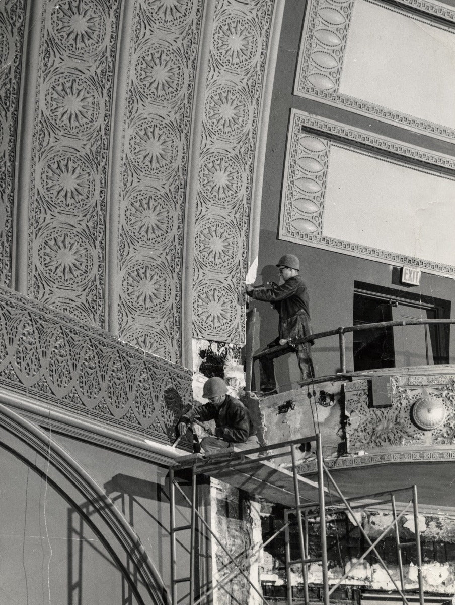 historically important 1892 adler and sullivan schiller building interior auditorium plaster "starpod" panel framed