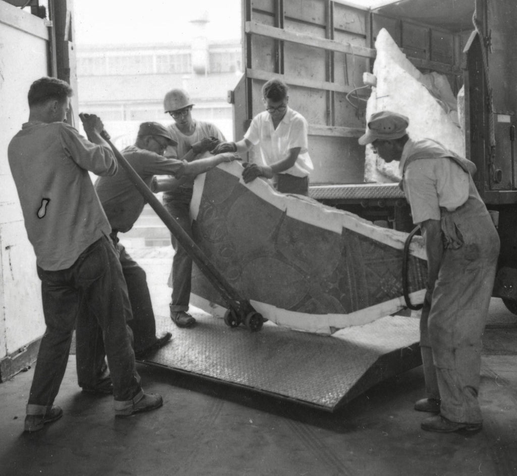 original museum-quality 1892 schiller or garrick building interior staircase landing mosaic fragment