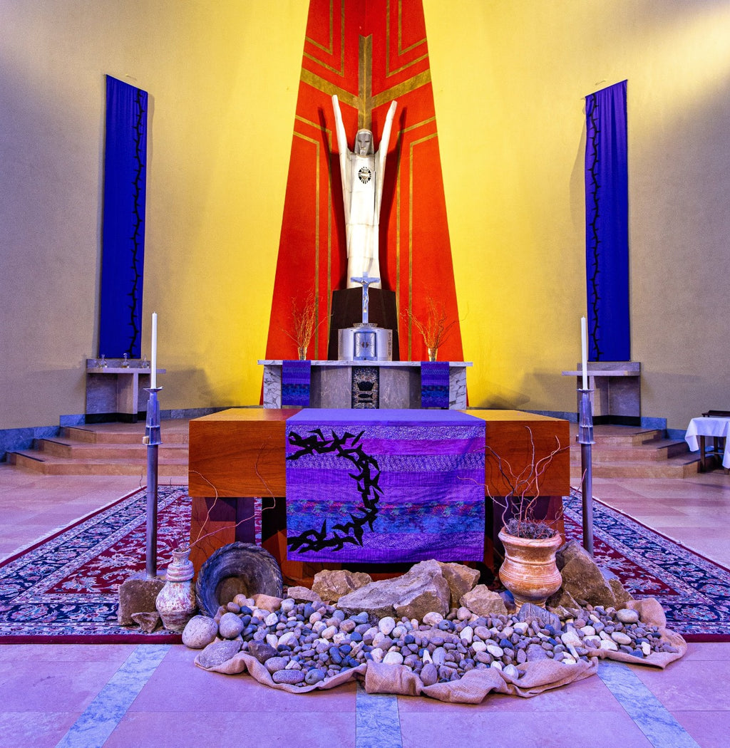 museum-quality original alfonso iannelli-designed and built custom studio photo-display boards for  st. francis xavier catholic church (1949) sculptures