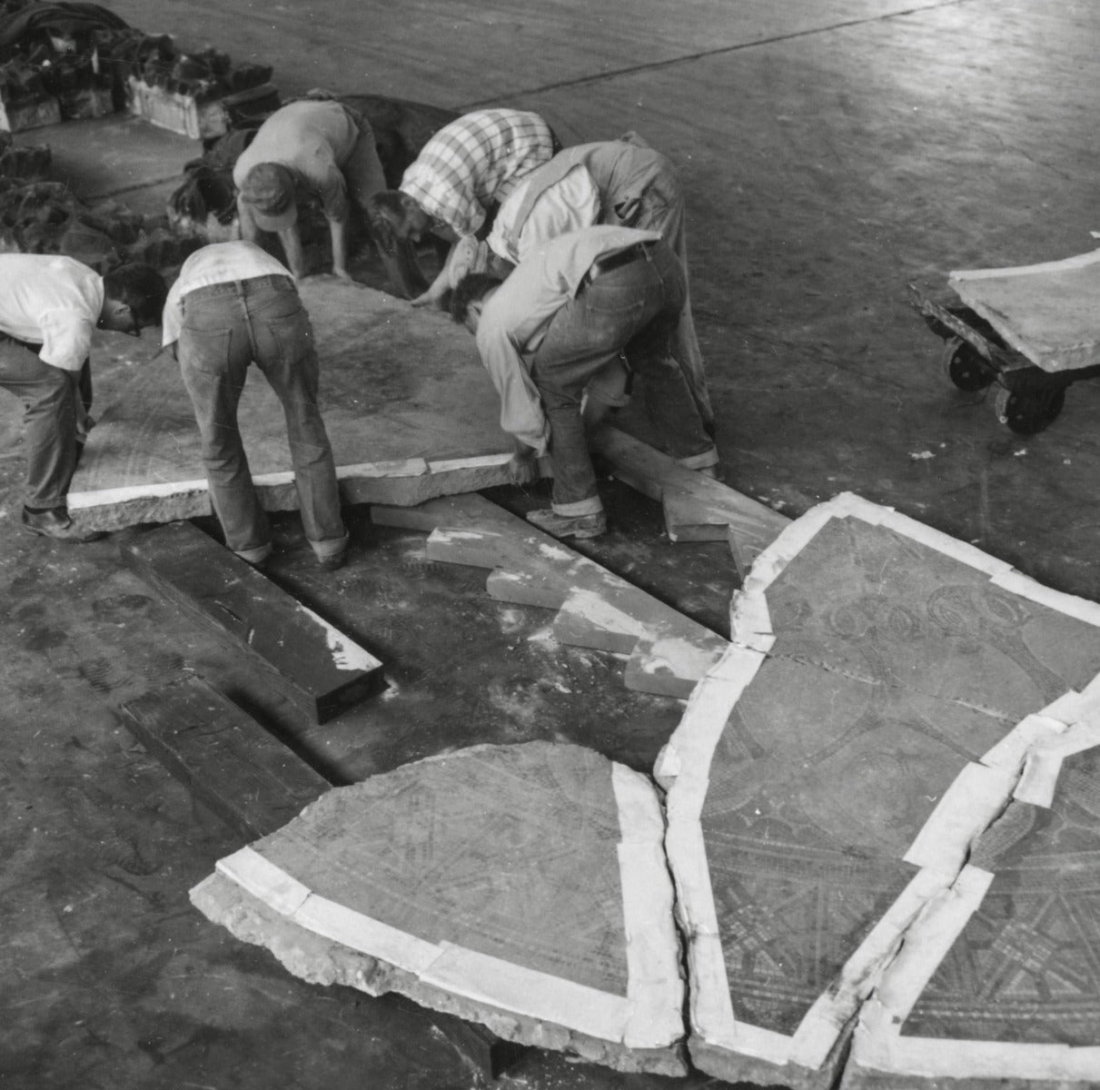 original museum-quality 1892 schiller or garrick building interior staircase landing mosaic fragment
