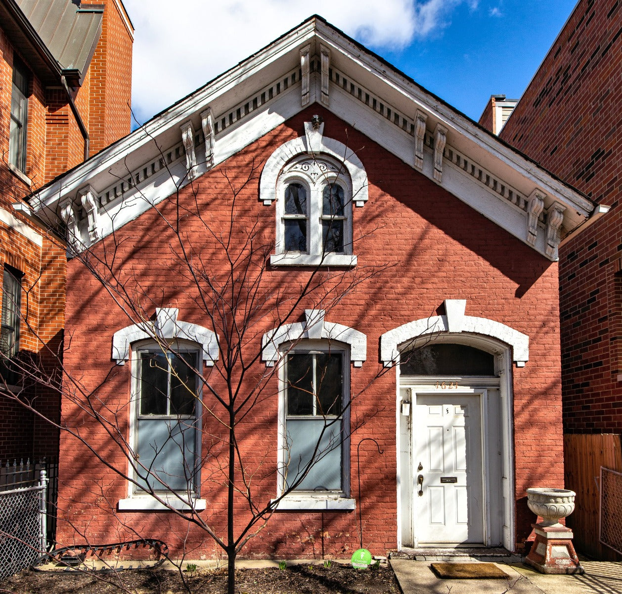 original and intact 1880s chicago workers cottage exterior lemont or joliet limestone keystone