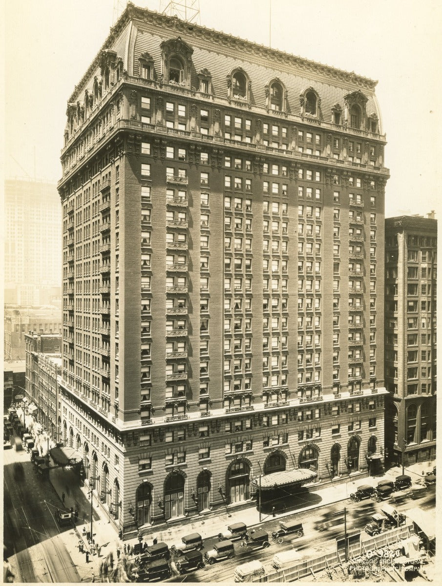 holabird and roche-designed historic lasalle hotel guestroom monogrammed building doorknob