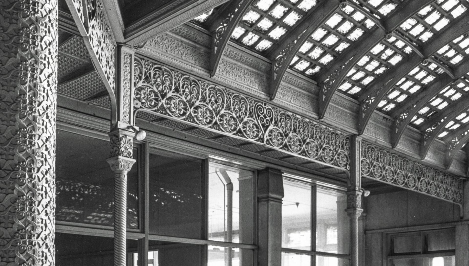 original 1880s john wellborn root-designed ornamental cast iron kansas city board of trade interior atrium grille