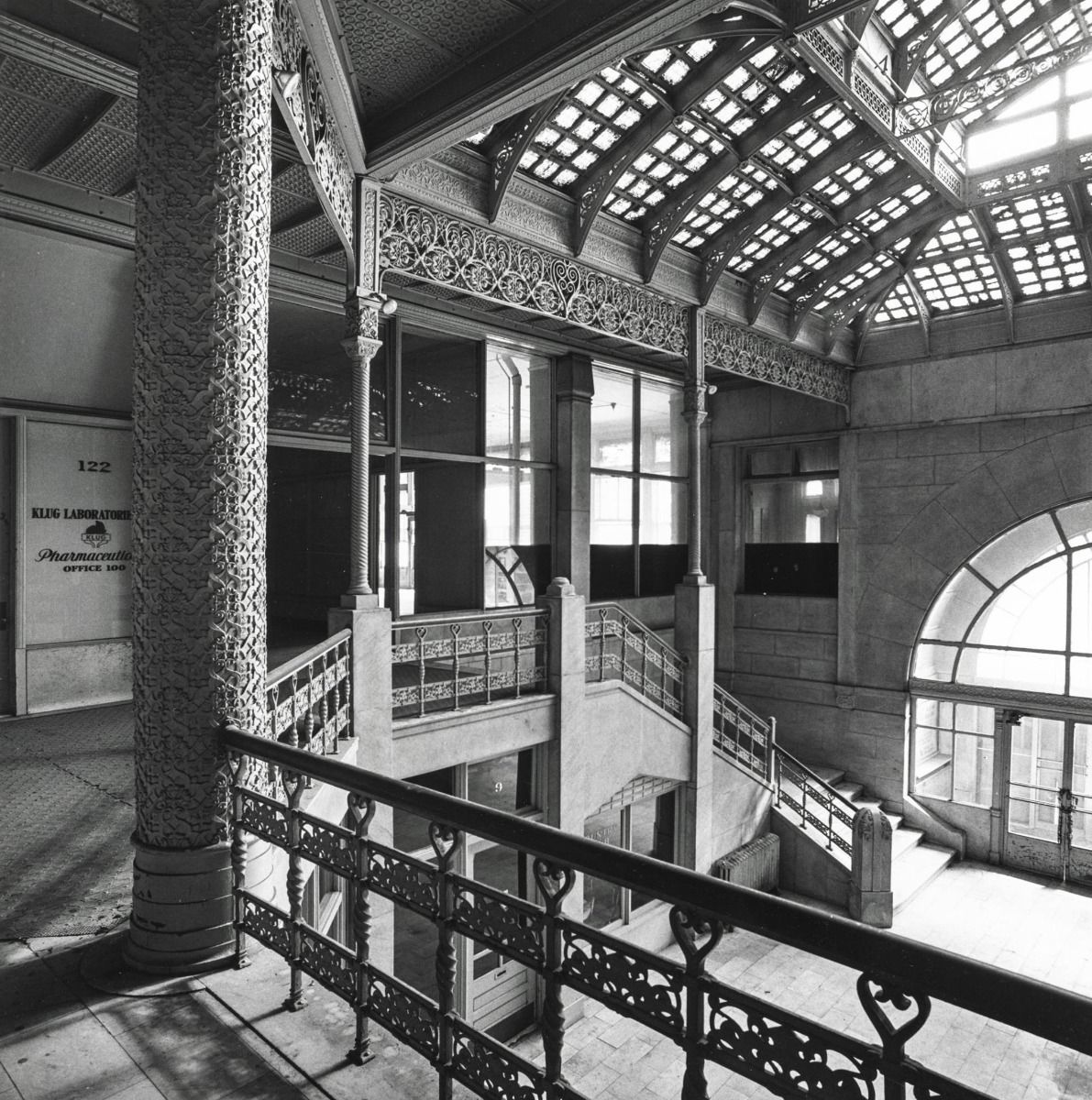 original 1880s john wellborn root-designed ornamental cast iron kansas city board of trade interior atrium grille