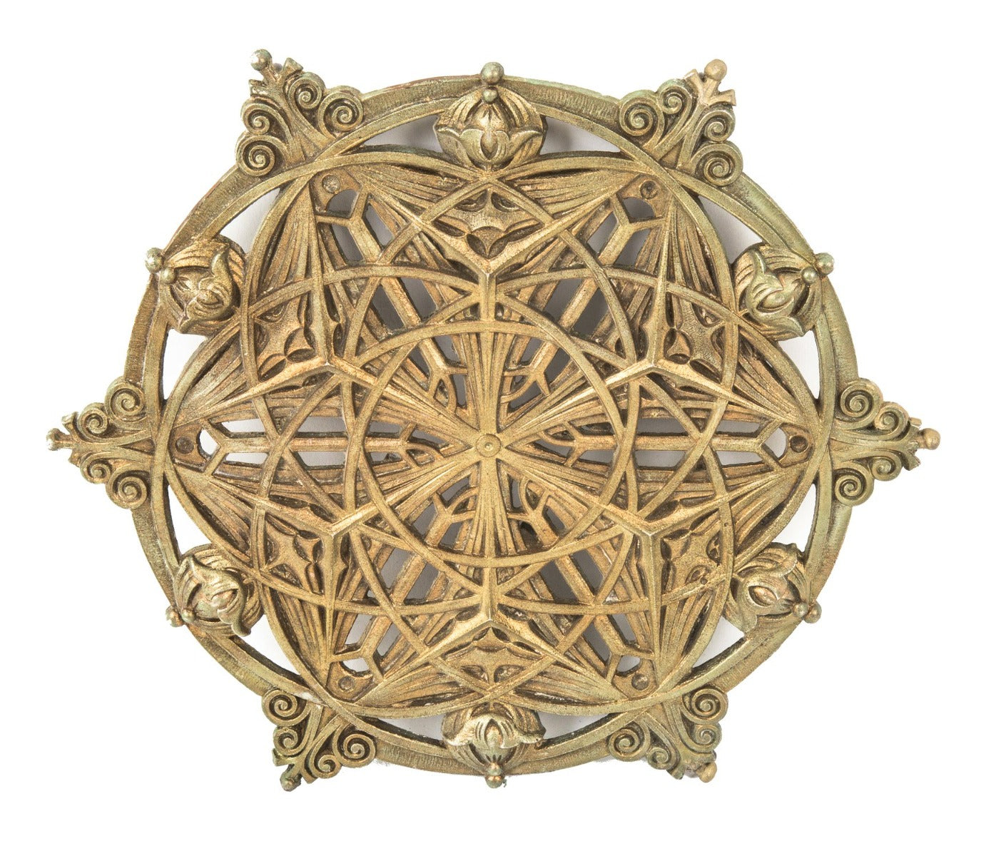 exceptionally rare all original 1895-96 copper-plated cast iron louis h. sullivan designed guaranty or prudential building elevator lobby medallion