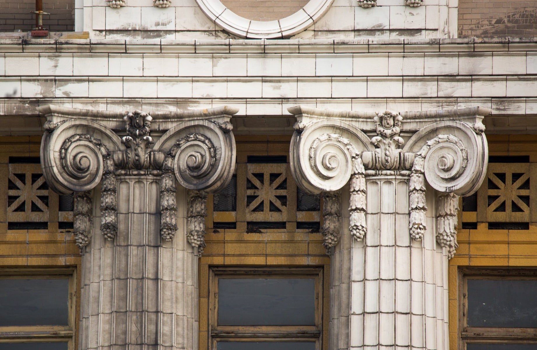 original 1914 white glazed terra cotta fluted column fragment salvaged from cook county hospital