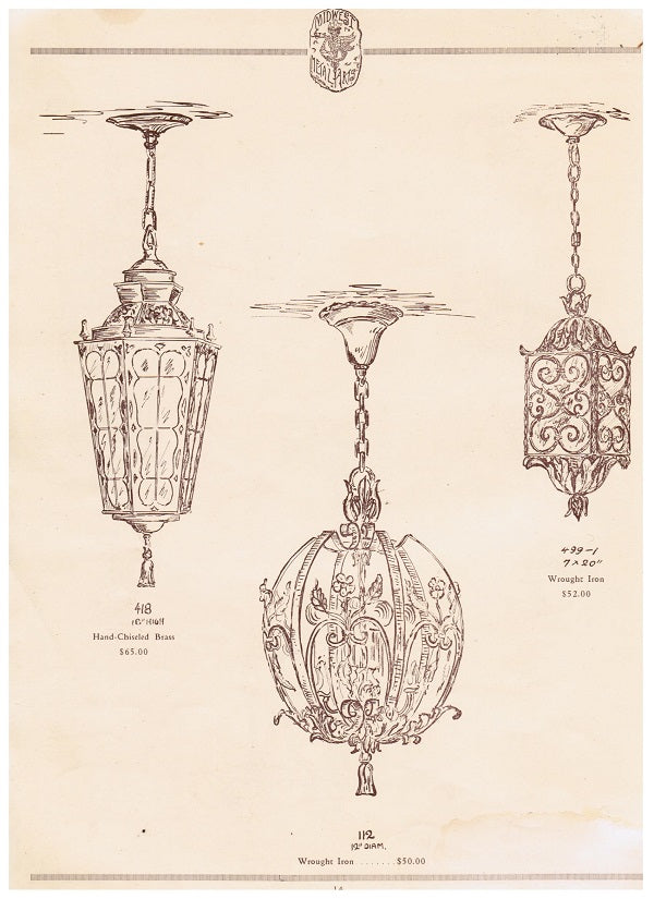 rare and unusual early 20th century midwest metal art company's "lighting fixtures and art metal work" illustrated softbound catalogue