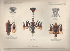 pair of all original c. 1920's antique american chicago bungalow interior residential moe-bridges ornamental cast iron wall sconces with original metallic gold-plated finish