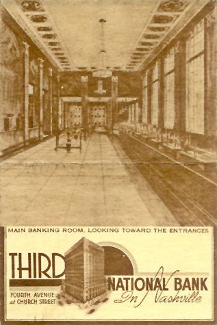 remarkable c. 1936 museum-quality third national bank building interior lobby complete art deco style steel-framed bank teller cage with fully functional hinged door