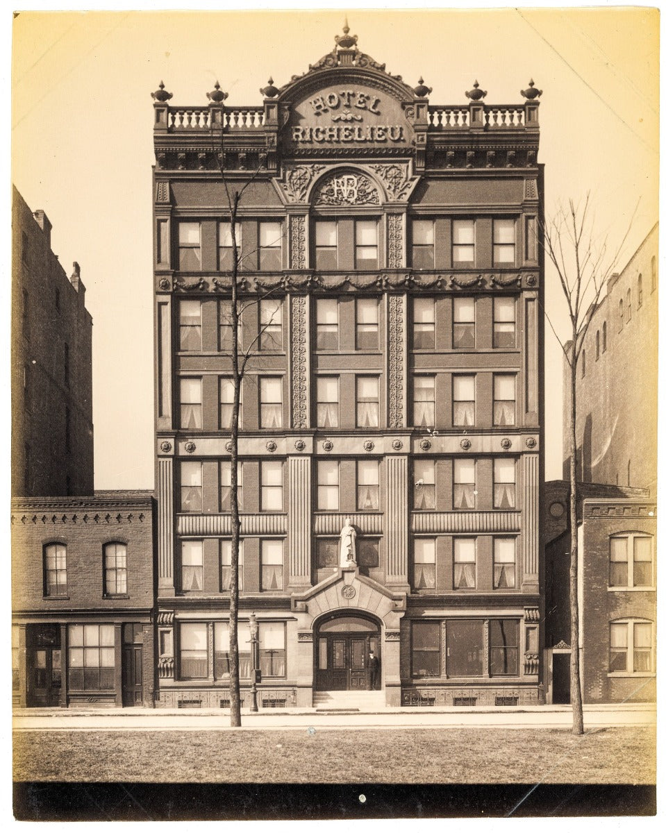 rare 19th century hotel richelieu wine list with several halftones of the hotel's interior and general information on its history