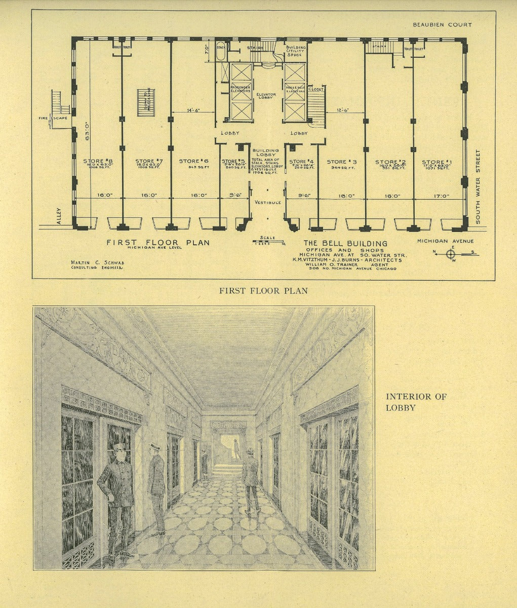 original 1924 vitzthum, karl, and company 23-story classical style bell building rental brochure