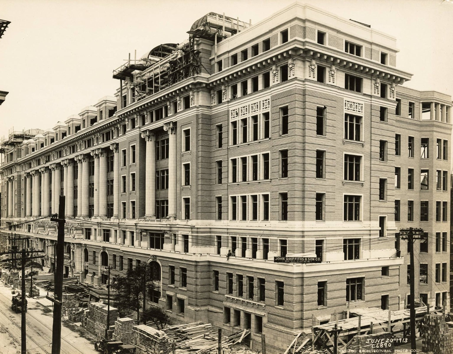 original 1914 white glazed terra cotta fluted column fragment salvaged from cook county hospital