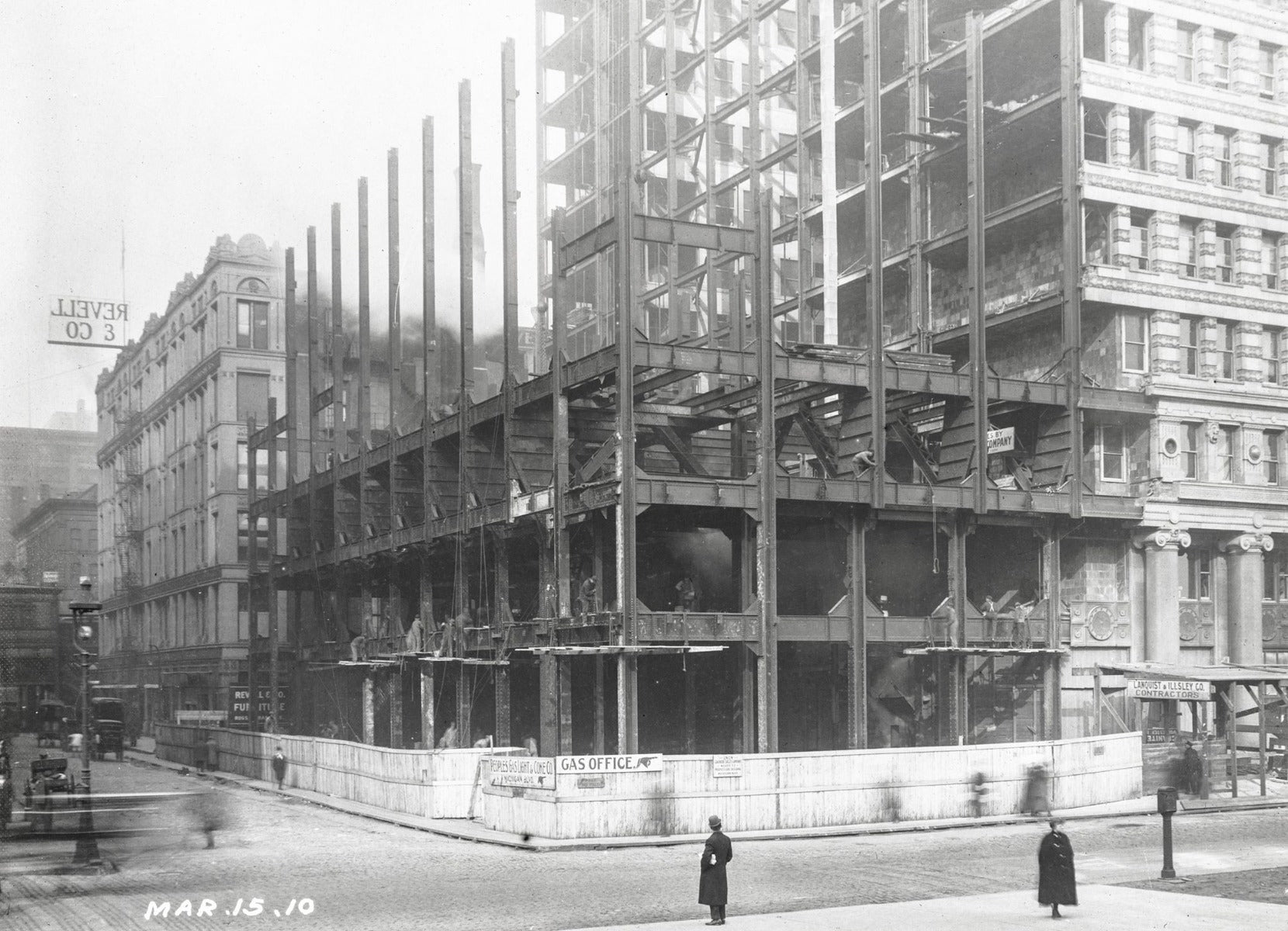 historically important early 20th century ornamental cast iron monogrammed d.h. burnham's peoples gas building door hardware