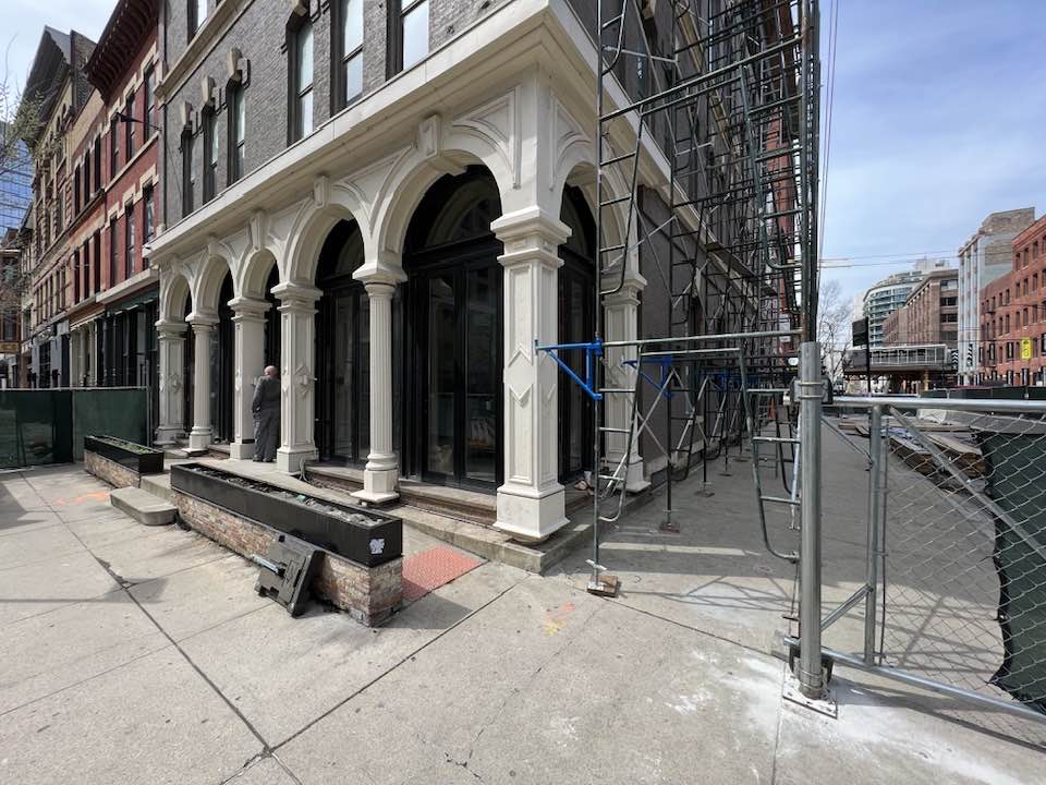 original overiszed early 1870s faceted cast iron keystone salvaged from theodore karl's post-fire conrad seipp building