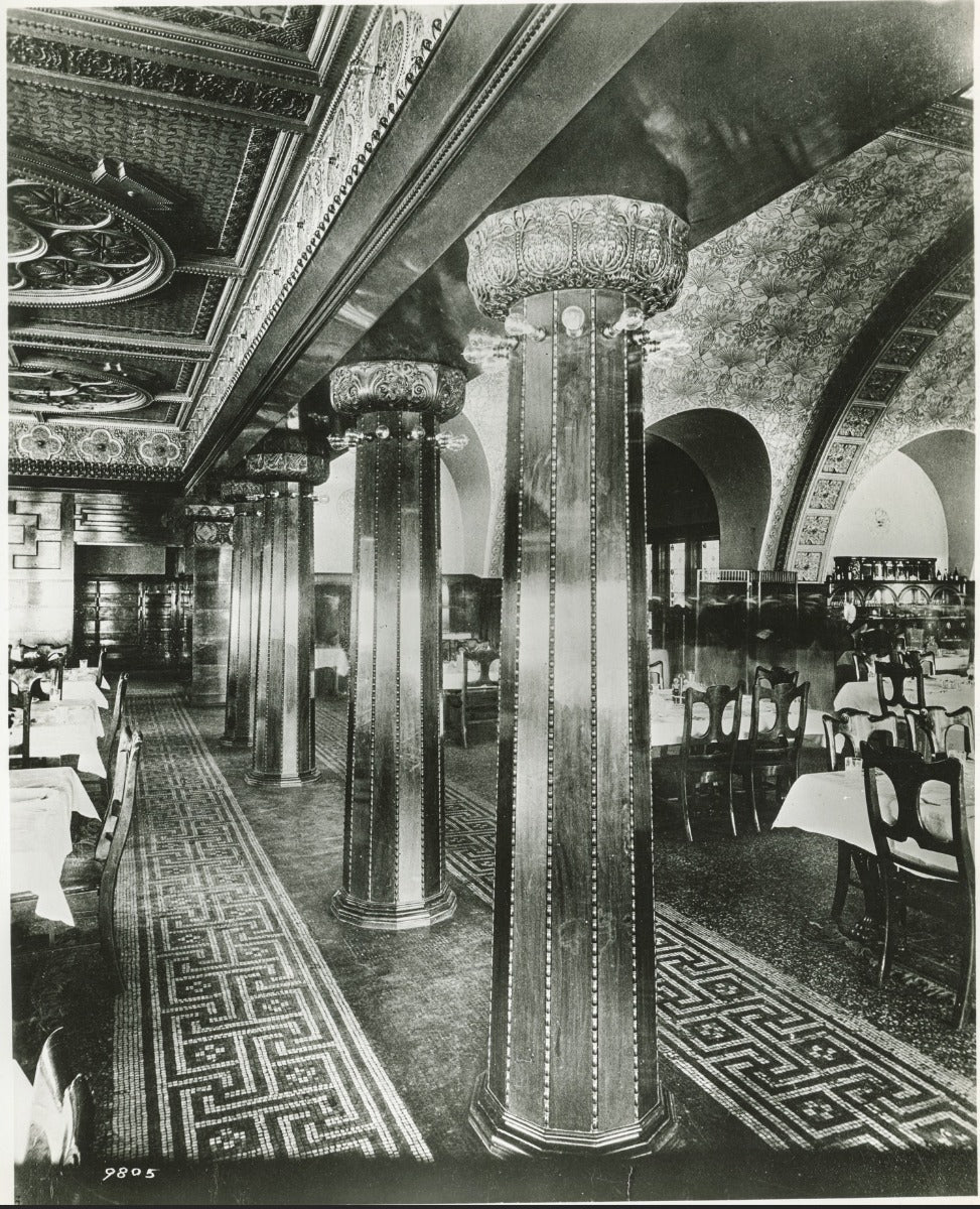 original 1889-90 louis h. sullivan-designed cast plaster auditorium building 10th floor dining room ceiling border ornament