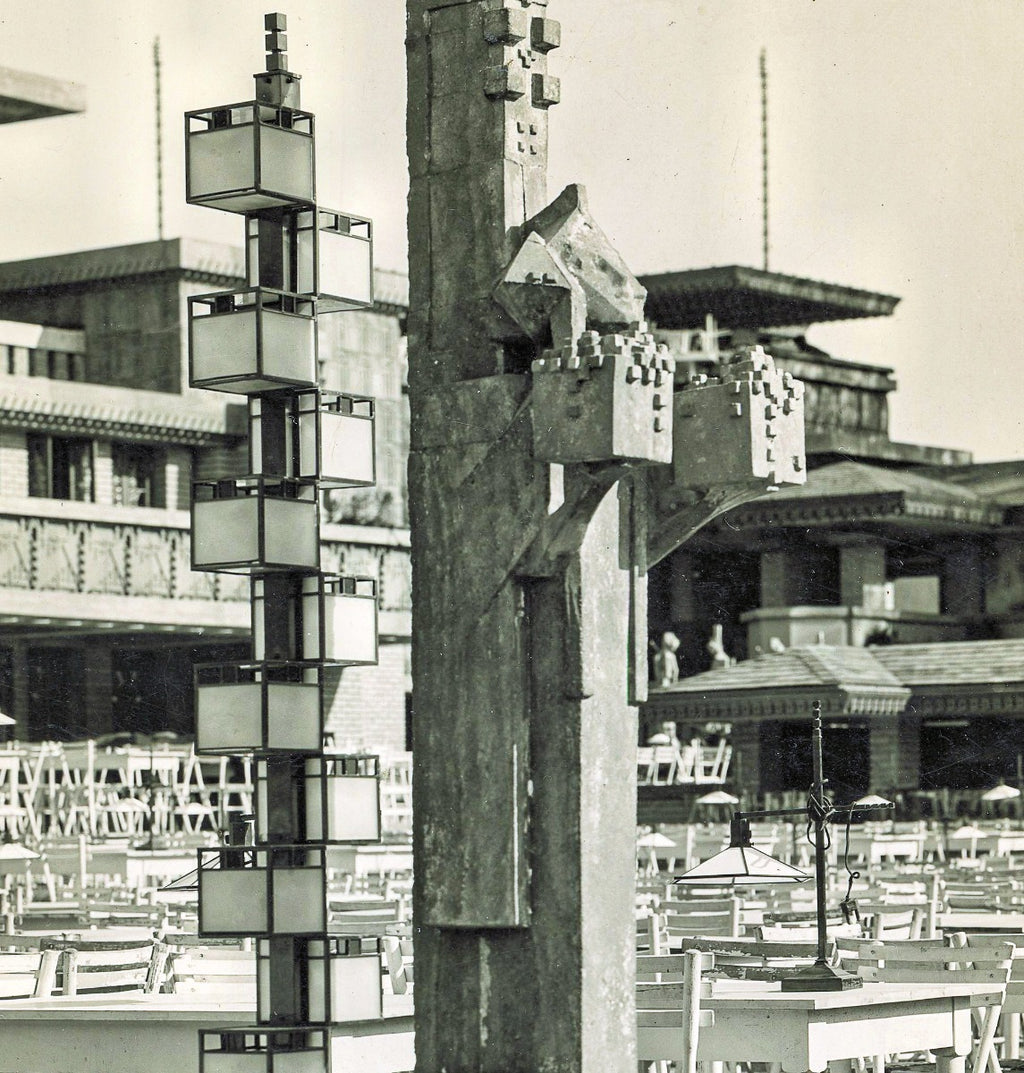 limited edition frank lloyd wright and alfonso iannelli-designed patinated composite midway gardens sprite or "spindle" head cast from original