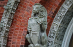 matching set of original historically important early 20th century glazed terra cotta full-sized louis sullivan-designed rearing lions sculpted by kristian schneider