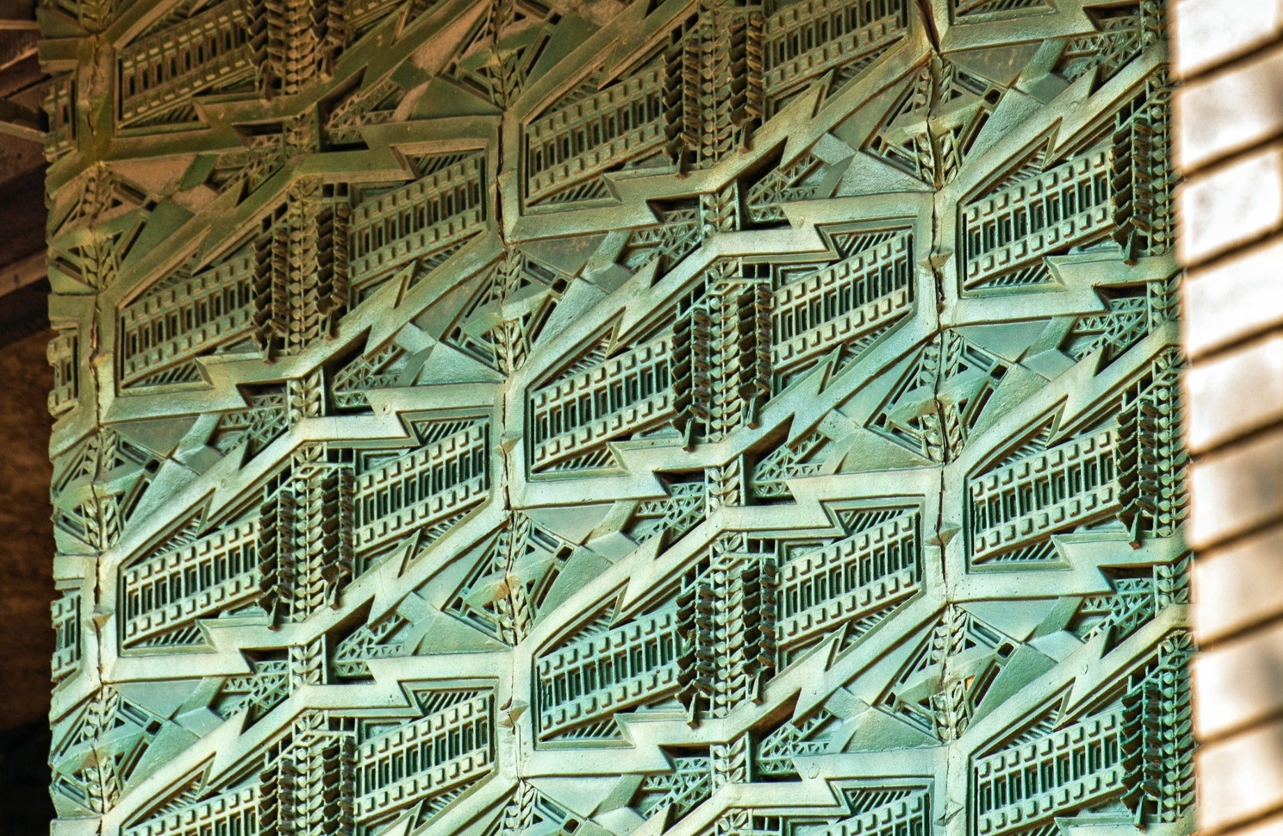 original 1902 museum quality susan lawrence dana house exterior "sumac" pattern cast staff painted panel fragment