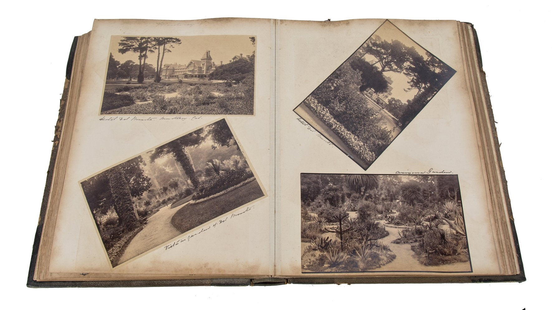 amazingly intact late 19th century hardbound scrapbook containing a combination of albumen prints and lithographs of major american cities