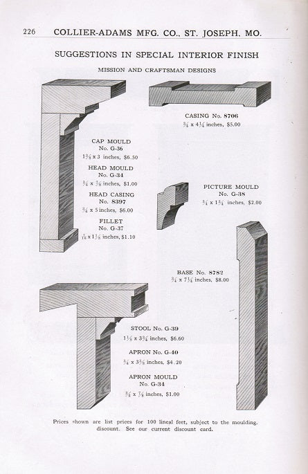 turn of the century collier-adams manufacturing company millwork "catalogue no. 30"