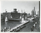 group of early 20th century kaufamnn and fabry silver gelatin prints of chicago buildings, boats, and bridges