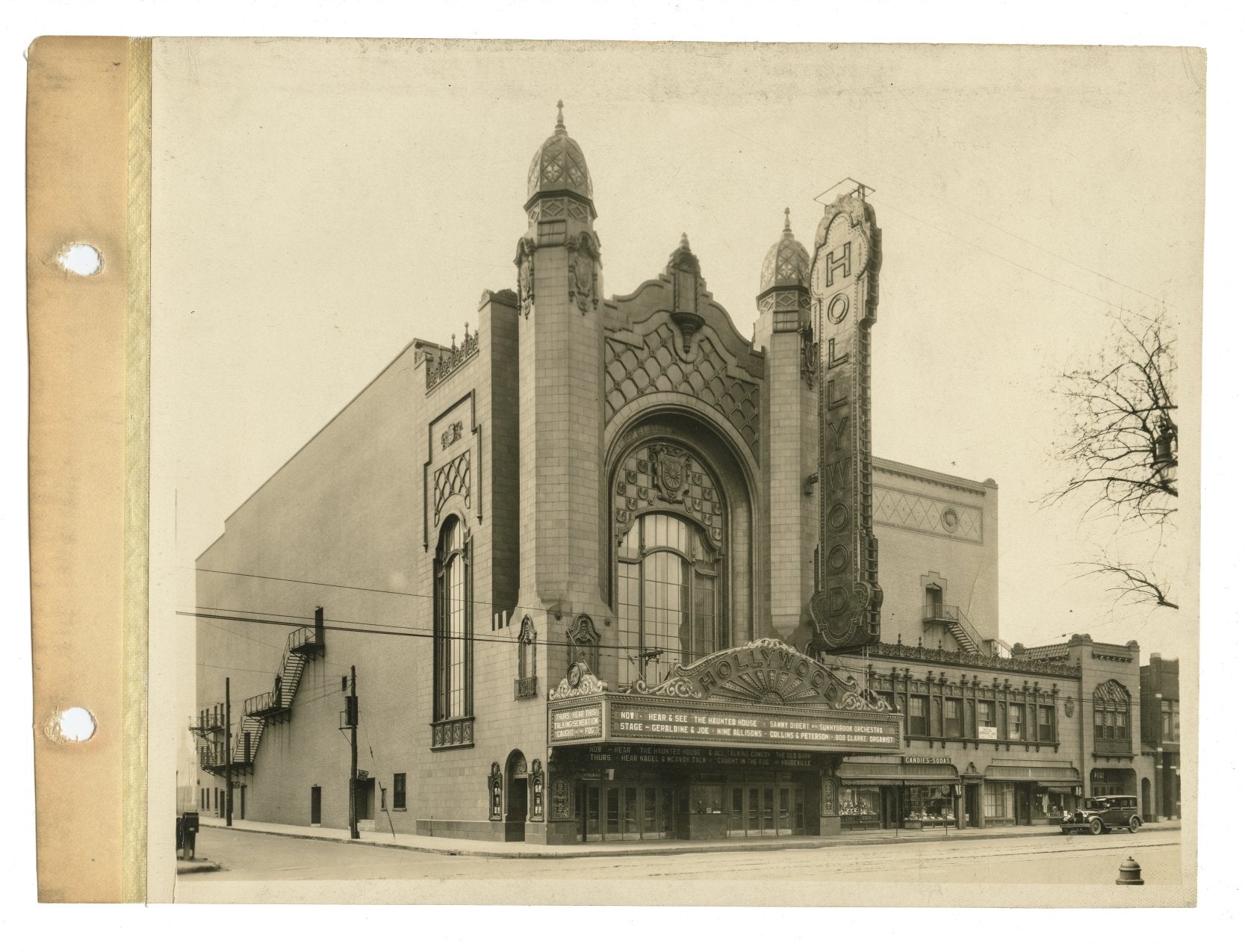 three original 8-x 10 silver gelatin prints of detroit's non-extant hollywood theater from the architectural office of graven and mayger