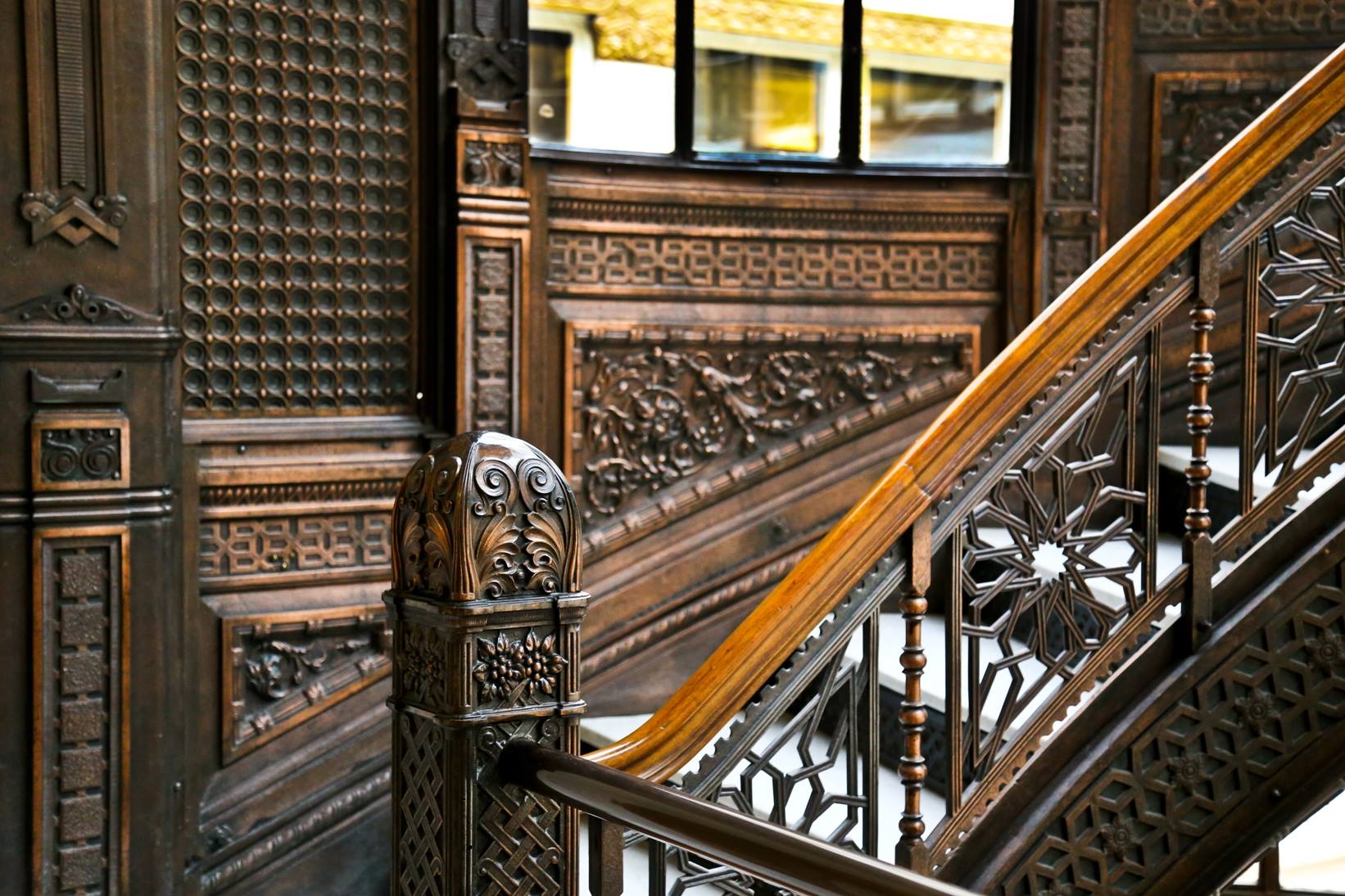 original museum-quality helca iron works 1887-88 john wellborn root-designed cast iron rookery building staircase panel