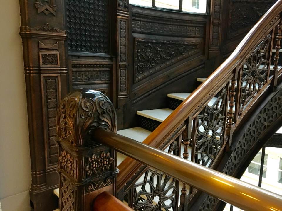 original museum-quality helca iron works 1887-88 john wellborn root-designed cast iron rookery building staircase panel
