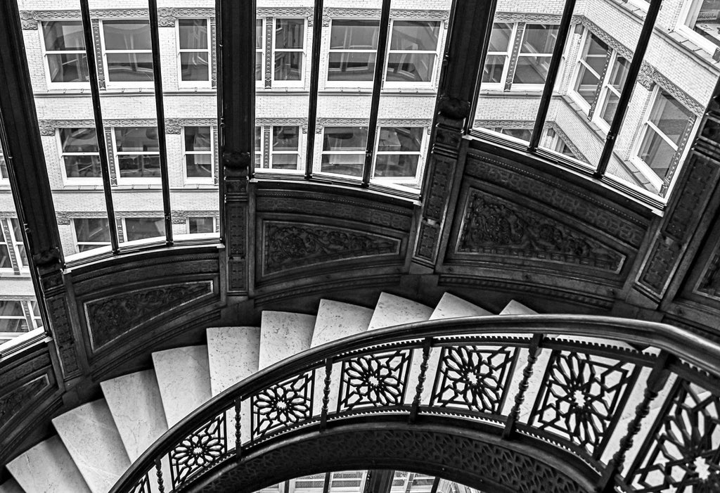 original museum-quality helca iron works 1887-88 john wellborn root-designed cast iron rookery building staircase panel
