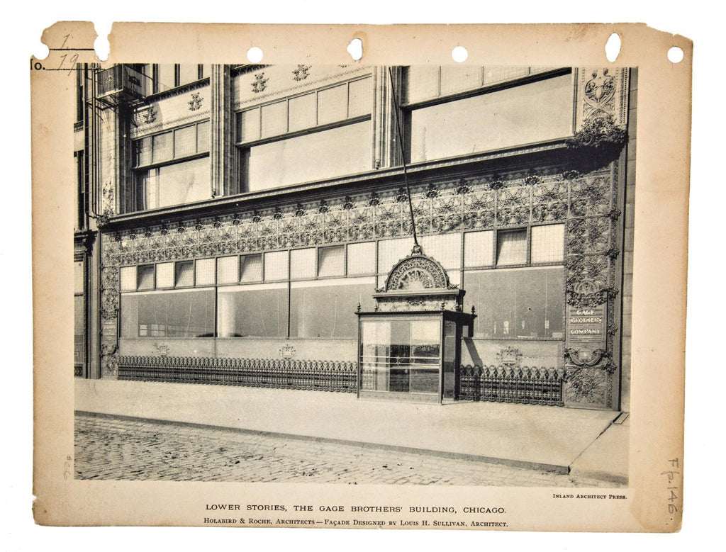 original fully documented museum quality laye 19th century louis sullivan-designed cream-colored gage building terra cotta facade fragment with custom built stand