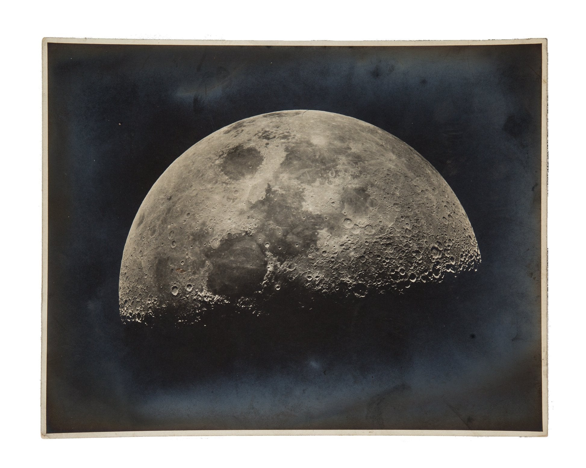 rare and unusual early 20th century 8 x 10 sliver gelatin photographic print of the moon with detailed cratered surface