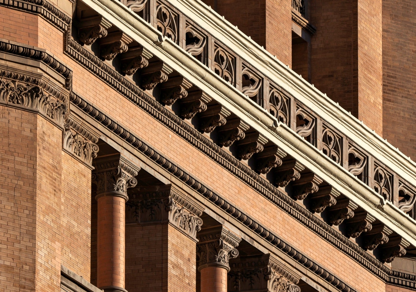 original 1895 henry c. koch-designed buff-colored terra cotta balustrade from milwaukee city hall