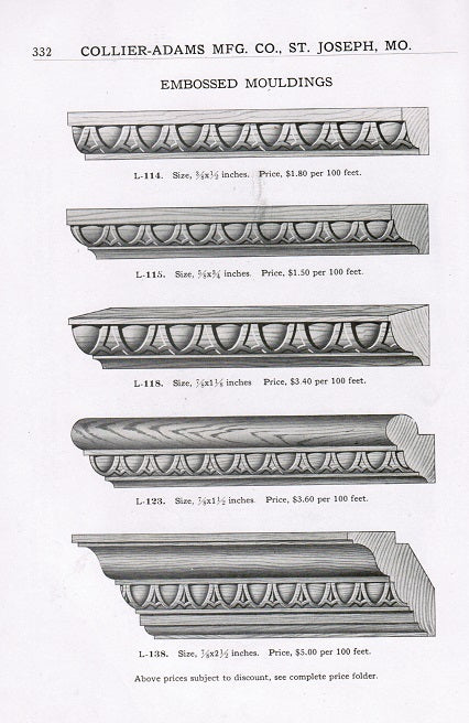 turn of the century collier-adams manufacturing company millwork "catalogue no. 30"