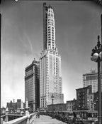 original interior elevator cab floor indicator lights salvaged from herbert hugh riddle's terra cotta-clad mather tower