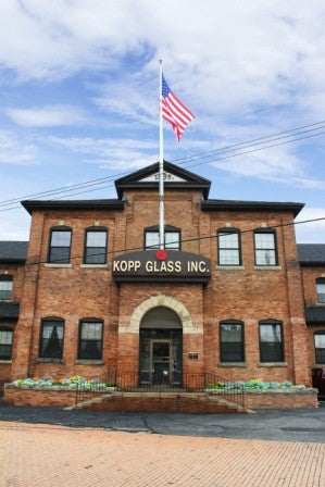 all original double-sided american ruby red glass illuminated single electric ceiling mount exit light fixture with spun aluminum "stepped" shade fitter