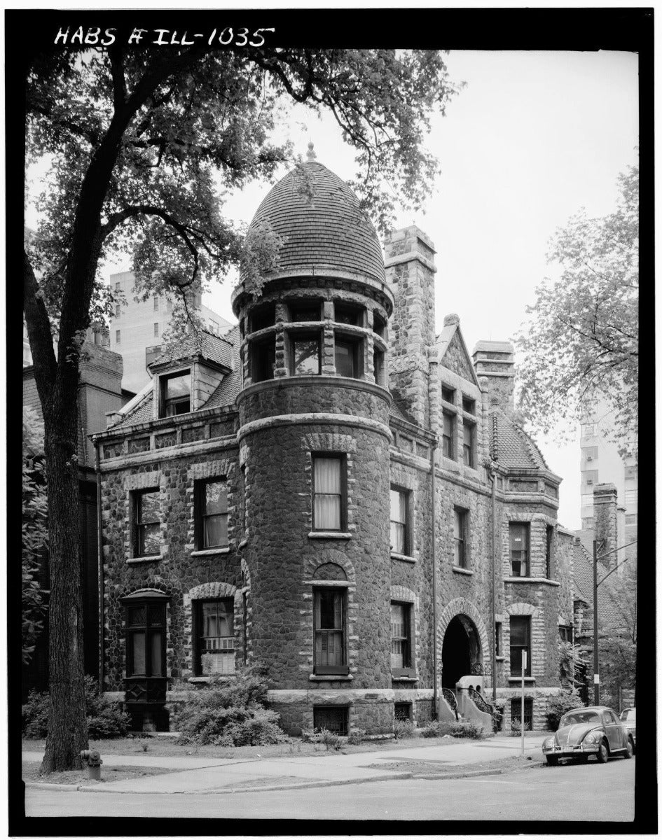 john wellborn root-designed anderson pressed block salvaged from burnham and root's 1885 edwin e. ayer residence during demolition in 1966