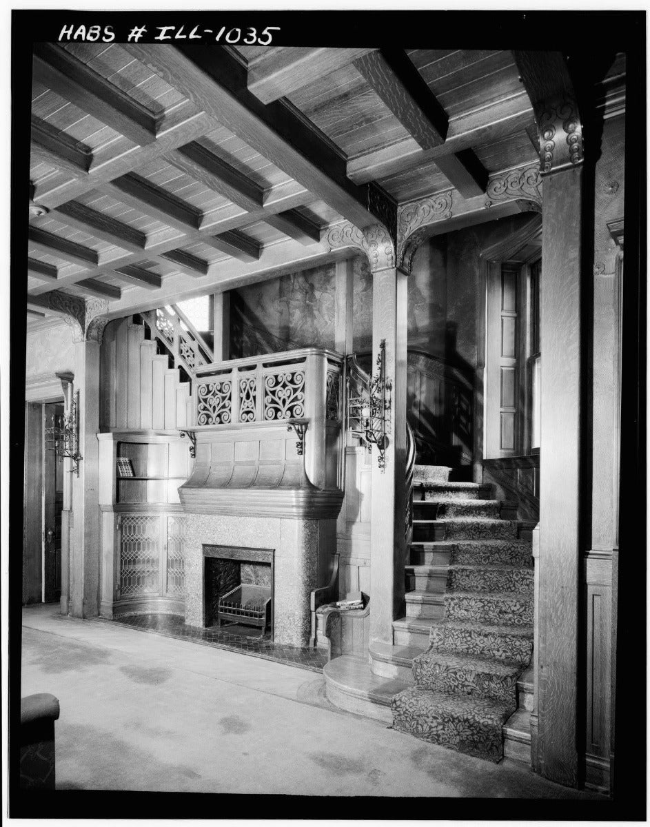 john wellborn root-designed anderson pressed block salvaged from burnham and root's 1885 edwin e. ayer residence during demolition in 1966